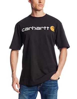 Carhartt Men's Signature Logo Short Sleeve Midweight Jersey T-Shirt,Black,X-Large