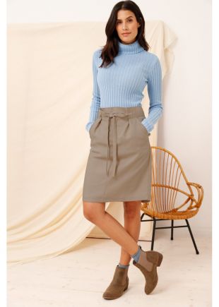 Pull en maille à col roulé, coton recyclé