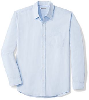 Amazon Essentials Men's Regular-Fit Long-Sleeve Solid Casual Poplin Shirt, Light Blue, Medium