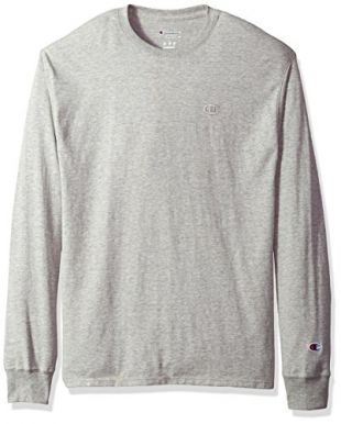 Champion Men's Classic Jersey Long Sleeve T-Shirt, Oxford Gray, L