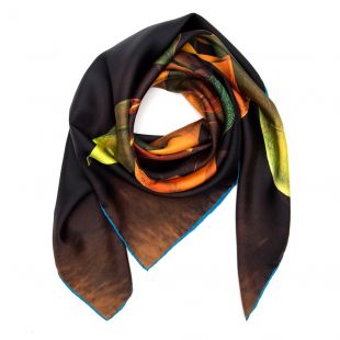 SILK SCARF ORANGE RAIN