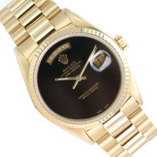 Rolex Watch Mens 36mm Day-Date 18038 Présidentielle 18k Gold Black Onyx Dial
