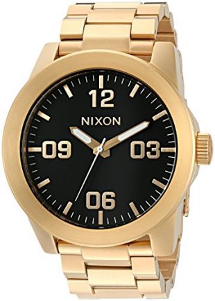 Nixon Corporal SS A346510-00.  Gold Stainless Steel Men’s Watch (48mm Gold and Black Watch Face. 24mm All Gold Steel Band)