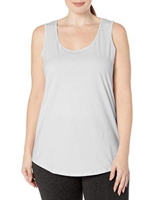 Just My Size Women's Shirt-Tail Tank Top, White, 2X