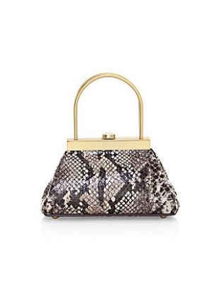 Mini   Snakeskin-Embossed Leather  Handle Bag