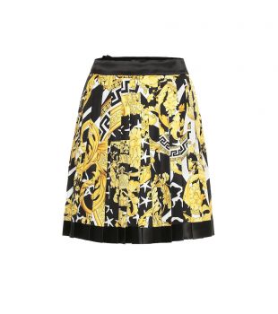 Baroque Pleated Silk Miniskirt