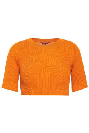 Missoni - Orange Cropped ribbed-knit top