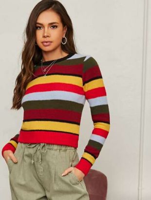Mul­ti­col­or Striped Sweater