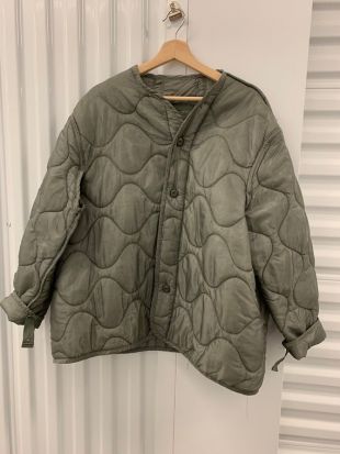 vintage matelassé matelassé militaire veste de doublure grise sz XL