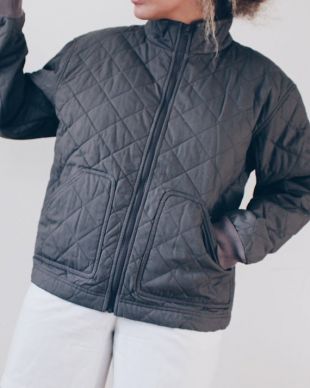 Grande veste matelassée Khaki Grey / Utility Bomber Quilt Coat / Veste légère minimaliste