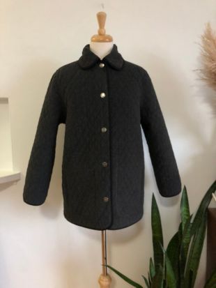 veste en molleton noir et gris réversible vintage