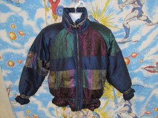vintage 80s 90s insane puffer ski jacket - sz S - coloré colorblock réfléchissant grunge sauvage