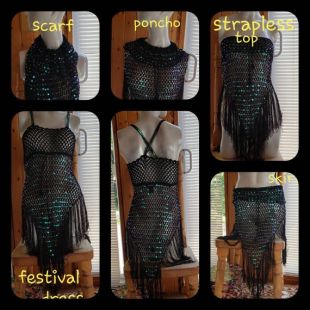 Sequin maille au crochet au crochet femme festival de danse porter