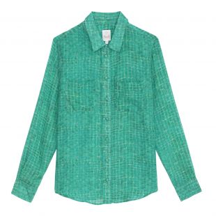 Chemise en soie verte imprimée Palm Springs - Soi Paris– SOI PARIS