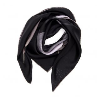 SILK SCARF BLACK MAGNOLIA