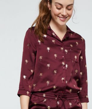 Chemise de pyjama imprimé palmiers POLYESTER