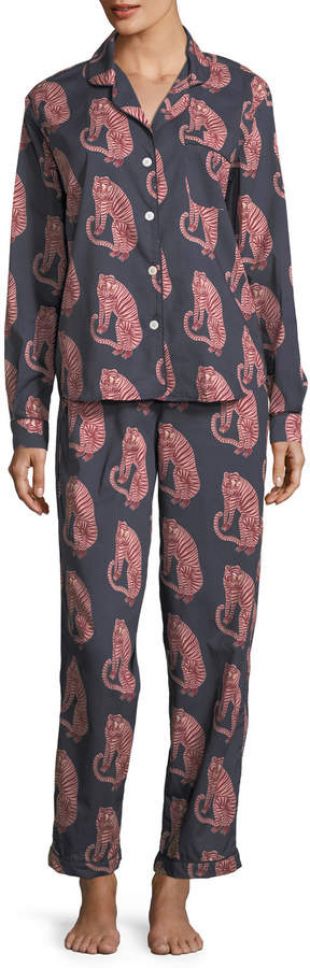 Tiger-Print Classic Pajama Set