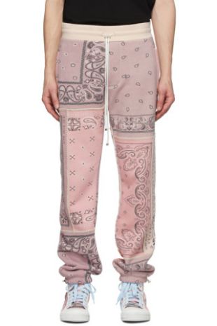 Amiri - Pantalon de survêtement rose Bandana Reconstructed