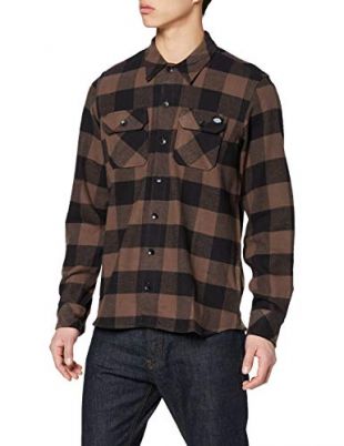Dickies Sacramento - Chemise casual - Taille normale - Manches longues - Homme - Marron (Noir/Marron) - Taille : Small