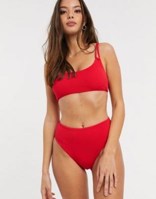 Whistles - Haut de bikini texturé à doubles bretelles - Rouge