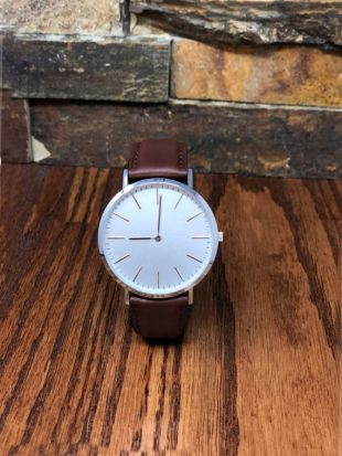 Personnalisé Mens Wrist Watch- Cadeaux pour hommes- Brown Leather Watch- Anniversaire- Papa- Grand-père- Marié - Cadeau de Noel