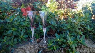 Vintage Daniel Hechter Rose cannelée, dépoli verre taillé Base verres à Champagne, verres, gobelets, verres à pied