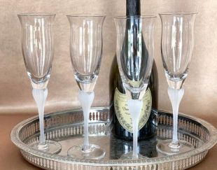 Mikasa Sea Mist Champagne Flute Fluted Champagne, Art Déco Style vintage Barware