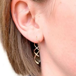 Boucles d’oreilles Gold Threader, Boucles d’oreilles en spirale d’or, Boucles d’oreilles en spirale remplies d’or, Boucles d’oreilles Gold Threader