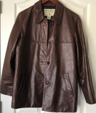 Vintage femme Eddie Bauer Brown Genuine Leather Jacket Size Taille Moyenne