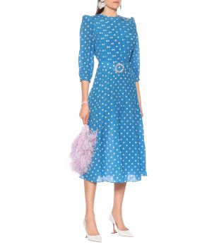 Pol­ka-Dot Silk Mi­di Dress