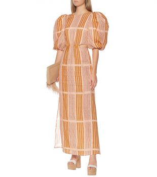 Whispered Sunset Linen Midi Dress