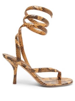 Snake Effect Leather Sandals