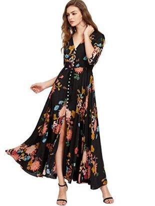Floral Print Flowy Party Maxi Dress