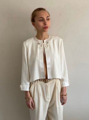 Veste Formelle Ventre Nu Pour Fille Adolescente - Col Châle, Manches Longues, Poche Intérieure, En Polyester, élégant Pour Occasions