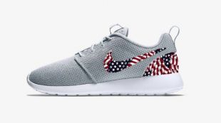 American Flag Custom Grey Nike Roshe Run Sneakers