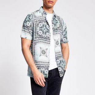 Chemise slim imprimé bandana vert clair