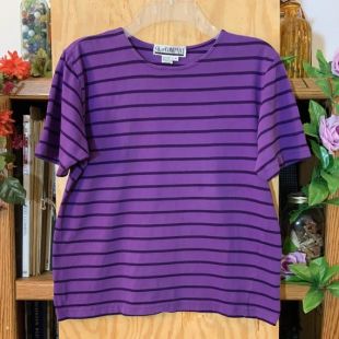 vintage 80's SK - Company Purple Stripe Short Sleeve Shirt Size M