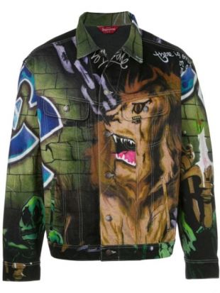 Supreme Blue Lion's Den Denim Trucker Jacket worn by Zhavia Ward