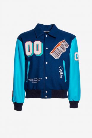 OFF-WHITE  VESTE BOMBER EN CUIR "VARSITY"