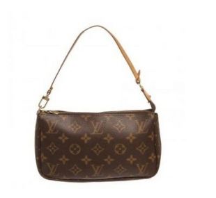 Brown Monogram Coated Canvas Leather Strap  Shoulder Bag