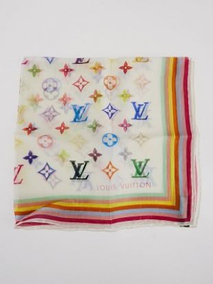 LV Long Scarf 180 Pink Orange Colorful Mulberry Silk 172988 main image 1