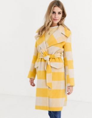 Yellow Check Longline Tailored Coat