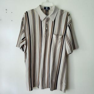 Polo Vintage 90s - Oak Creek - Button Down rayé pour Homme - Oxford Collar