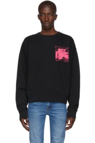 Off-White - Black & Pink Oversized Skulls Floating Sweatshirt