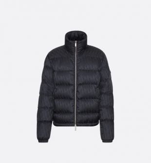 Black Down Puffer Jacket with Dior Oblique Print