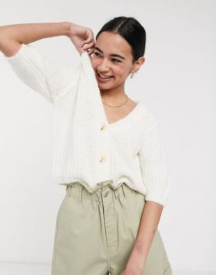 Cardigan D'été Femme Manches Bouffantes Transparent Jaune Moutarde - Ouvert Devant, Léger, Pour Looks Décontractés