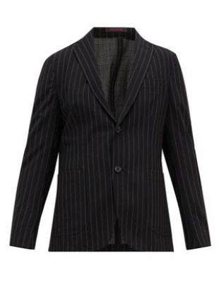 Veste de costume rayée en crépon de laine mélangée