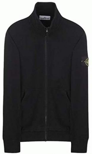 Stone Island Full Zip Placket Badge Logo Sweatshirt Black V0029 61620