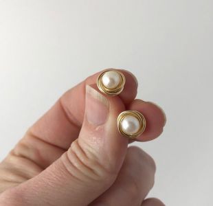Boucles D'oreilles Vintage Curtis - Or Rempli 14K Et Perle - Fermeture à Vis