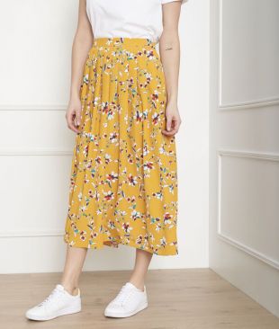 Jupe jaune imprimé fleuri